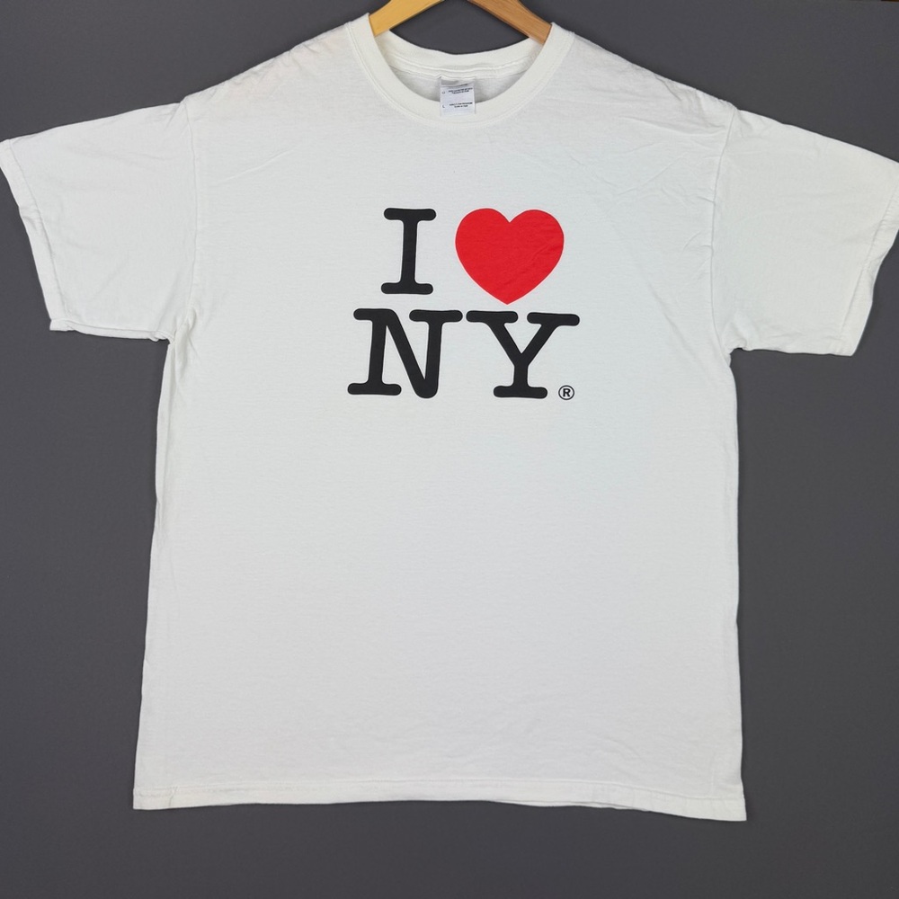 Vintage Y2K Classic I Love New York Statement White Shirt Large Hype Streetwear